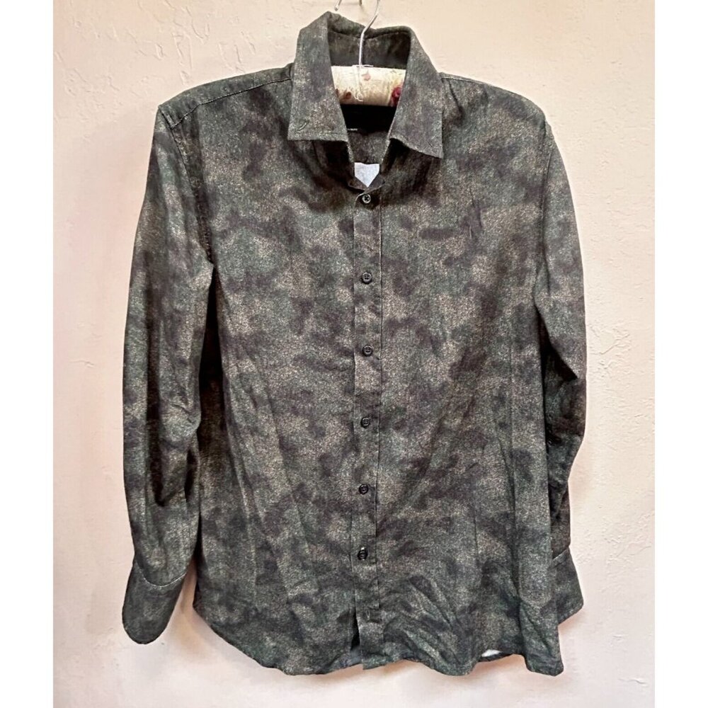 Boss Hugo Boss Mens Medium Mabsoot Slim Fit Button Up Oxford Shirt Camo Casual